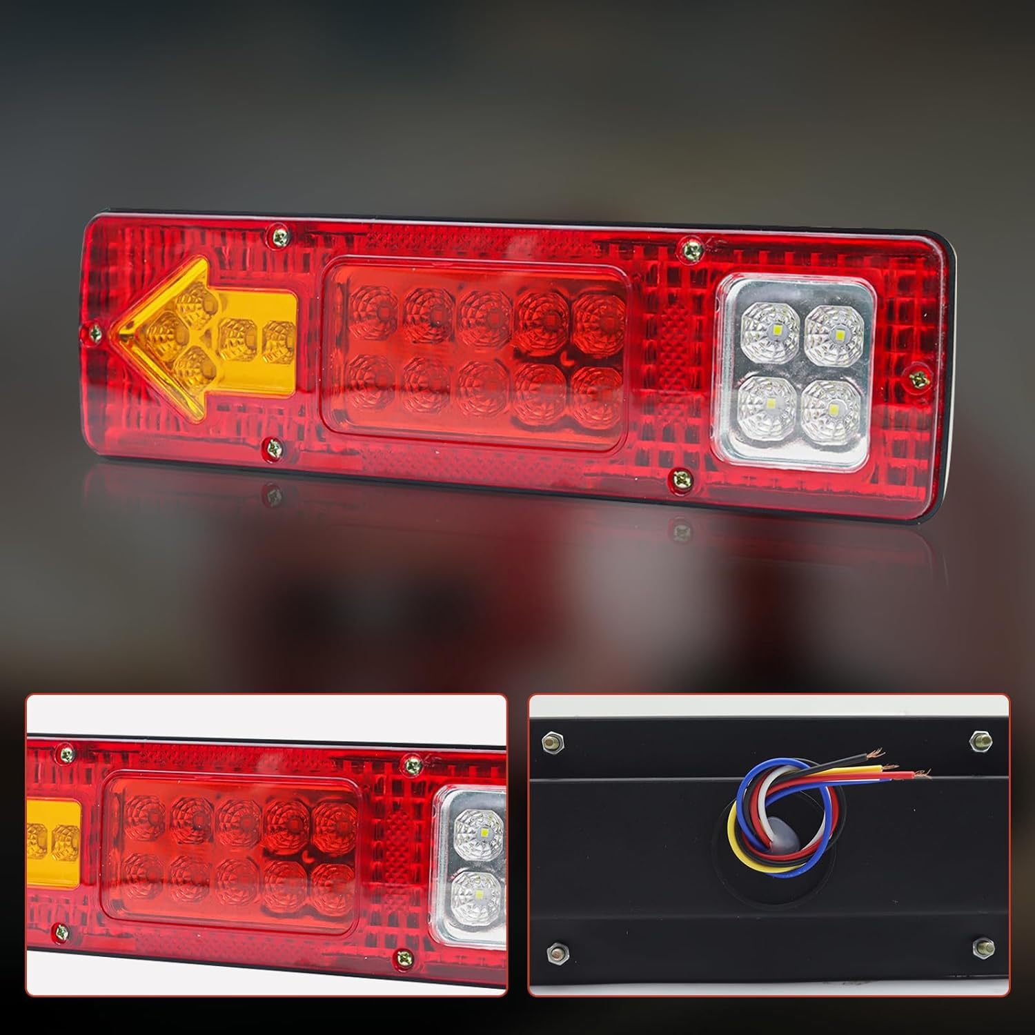 24V 19Led Truck Truck Red and Yellow Two-Color Digital Rear Tail Light 131Led Tail Light Truck Light Arrow Tail Light
