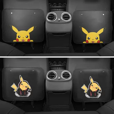 Car Seat Back Storage Bag Rear Seat Anti-kick Pad Protective Pad Back Hanging Bag Storage Bag Box Cartoon Pikachu