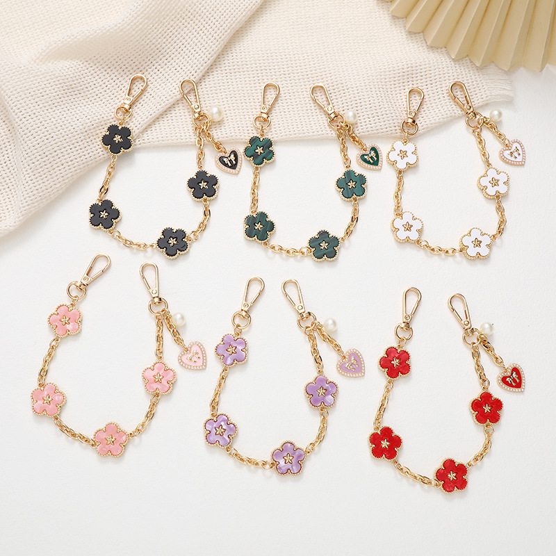 New Acrylic Acetic Acid Flower Hand Chain Anti-fall Mobile Phone Chain Keychain Hanging Accessories Bag Hanging Chain Metal Chain