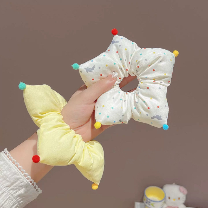 可爱彩色波点~星星海绵大肠发圈女丸子头低马尾扎头发绳韩版头饰|undefined