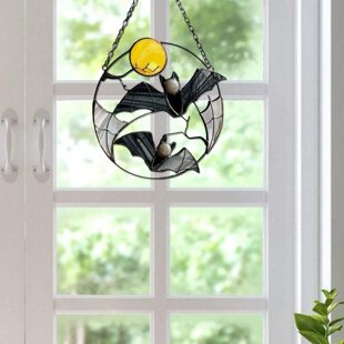 Cross-border New Halloween Bat Moon Decoration Pendant Indoor Balcony Wall Window Wall Hanging Craft Pendant