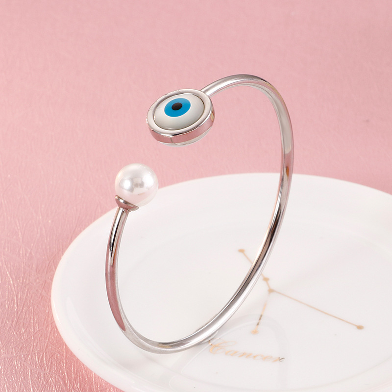 Fashion Devilu0027S Eye Titanium Steel Inlay Opal Bracelets Earrings Necklace