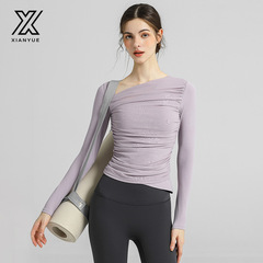 2025秋季新款瑜伽服带胸垫设计感跑步骑行训练服女运动t恤批发