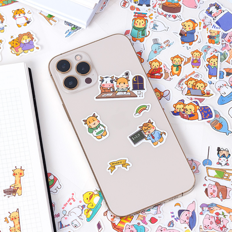 18 Diario de dibujos animados de animales pegatinas planas DIY álbum Diario material decorativo pegatinas de juguete para niños