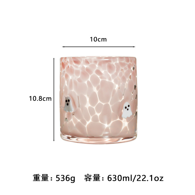 中古人工开口贴片水晶玻璃杯樱桃草莓压花贴片装饰饮品咖啡杯|undefined