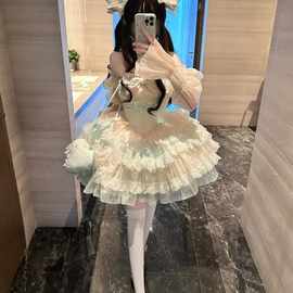 洛丽塔蝴蝶结连衣裙蓬蓬lolita女春夏季新款甜美公主洋装优雅重工