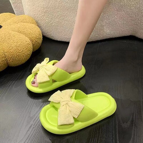 2024 New Arrival Bow Tie Slippers Women's Summer Outdoor Internet Popular Indoor Home Shoes Thick Sole Non-Slip Sandals
