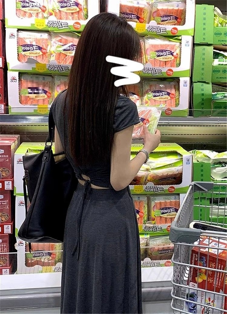 Đầm maxi nữ thắt eo phong cách Pháp mùa hè 2026, thiết kế ôm sát tôn dáng — đen/cổ điển gầy, B5-05=giá trị thông số Kd, (cài 2), Màu xám nhạt tươi chi tiết 8