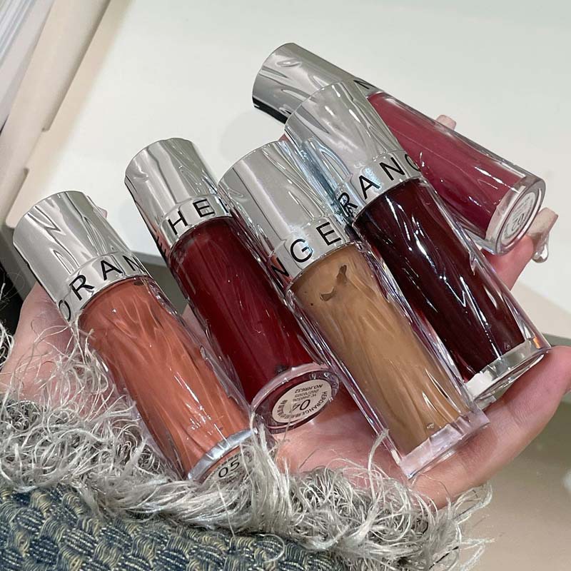 HERORANGE esmalte de labio de espejo, vidrio de agua, labios transparentes, hidratantes, brillo de labios coreano.