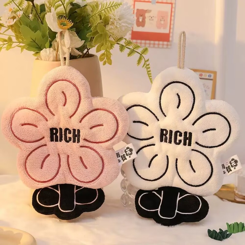 rich有钱花珊瑚绒加厚擦手巾厨房挂式两用毛巾吸水速干方巾不掉毛|undefined