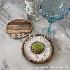 卸売りアカシアの木の塩の縁の箱のバーのカクテルは塩の器のマルゲリータの杯をつけて砂糖の調味の板の木製のトレーをつけます。