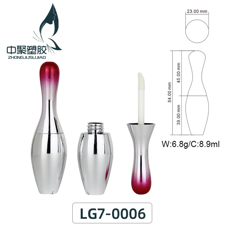 抖音同款喷镀保龄球唇釉管空管唇彩管渐变色化妆品包材LG7-0006