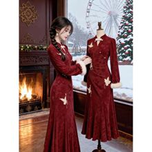 新中式国风改良旗袍连衣裙复古独特绝美红色修身包臀长裙2026春季