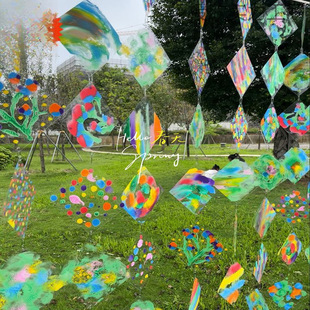 pvc transparent square piece kindergarten ring material hanging decoration children's diy graffiti painting pendant decorative plastic board