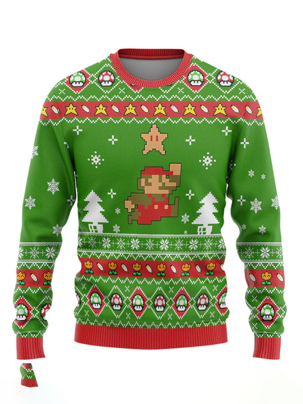 Cross-Border Novelty Ugly Sweater, Fun and Quirky Christmas Merchandise, 3D Digital Print Hoodless Men's Crewneck Sweatshirt 20