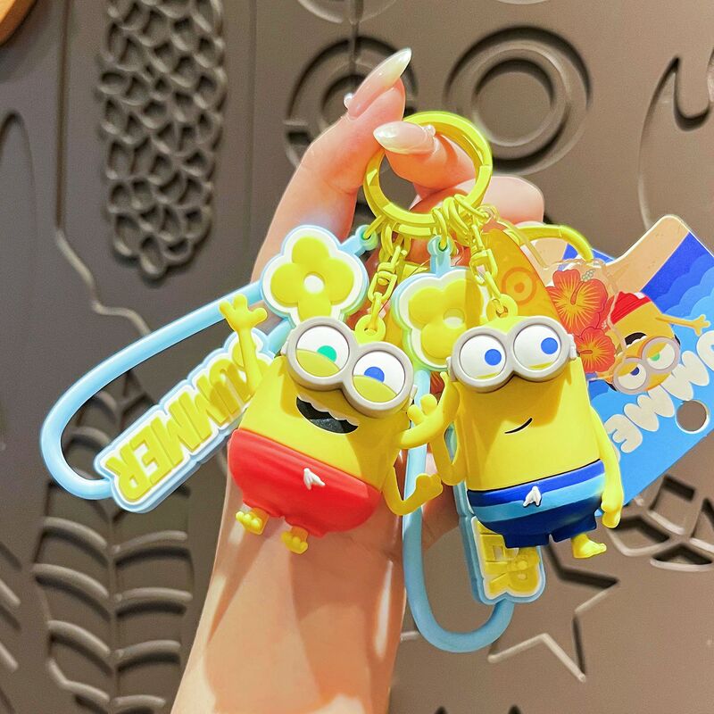 Genuine Minions Summer Time Keychain Cute BOB Doll Couple Bag Pendant Small Gift Wholesale