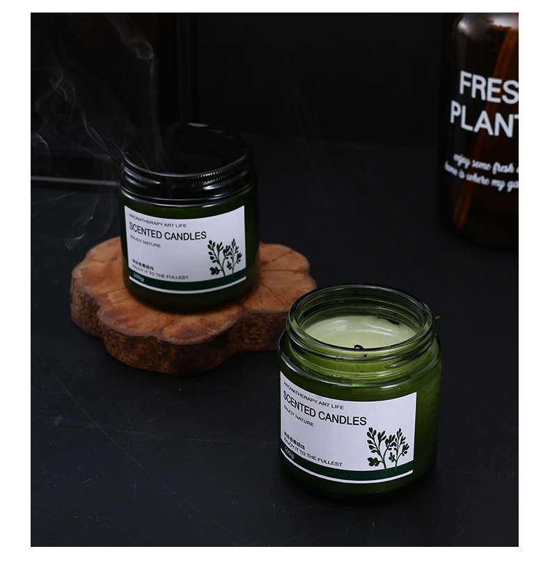 JISHE批发国风绿瓶香薰蜡烛家用室内摆件礼物植物精油香氛玻璃瓶详情16