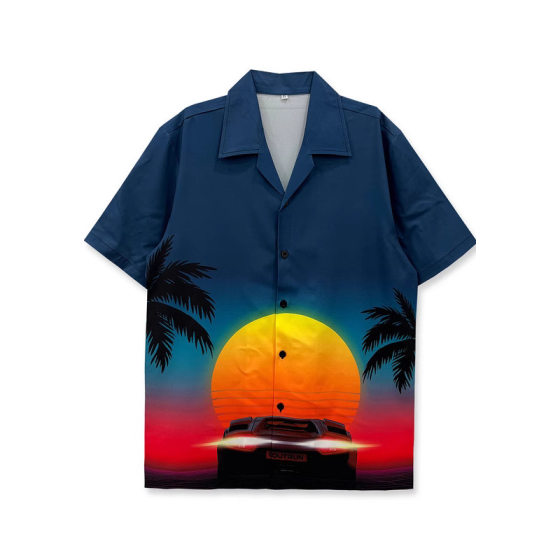 Cross-border European and American Hip-hop New Fashion Brand Niche Short-sleeved Printed Shirt Men's Beach Loose Casual Couples Shirt Women