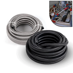 Cross-Border Automotive Modification Stainless Steel High-Pressure Rubber Oil Hose An4-An10 Cpe Braided Fuel Cold Hose 1m