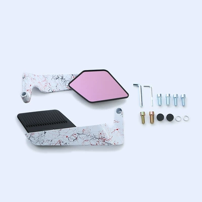 Motorcycle rearview mirror, Mirror Suitable for Kawasaki - artistic-pattern-black-mirror-case-white-purple-mirror