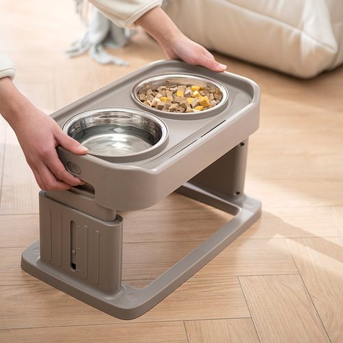 Cross-border pet supplies dog basin stainless steel elevated bowl cat bowl dog bowl feeder pet stainless steel bowl adjustable