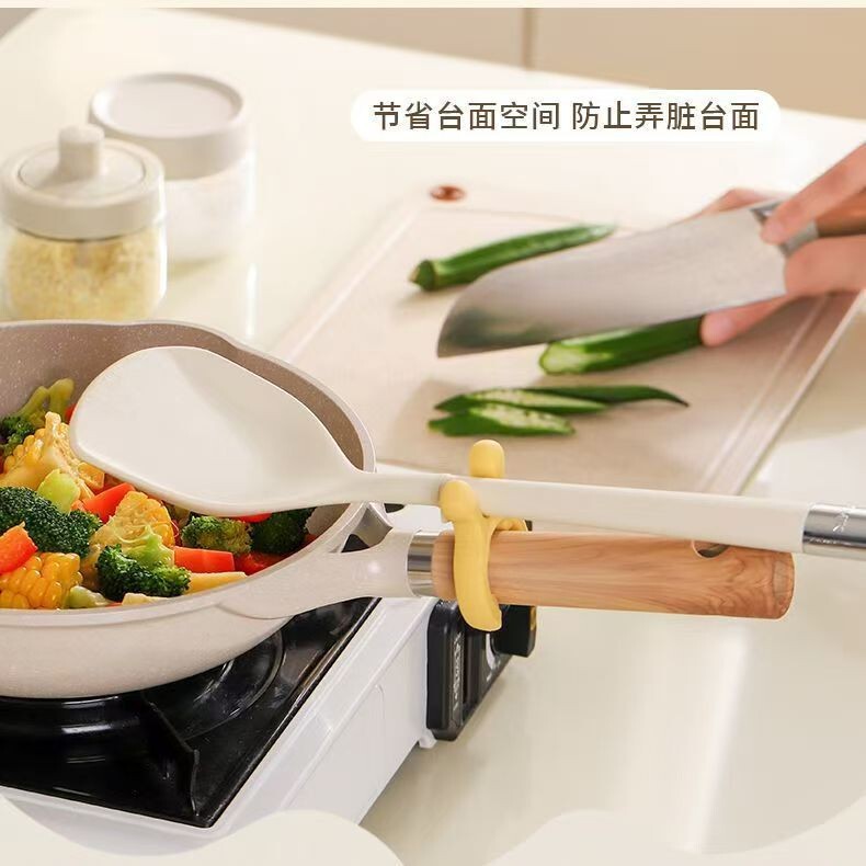 鹿耳スパチュラホルダー家庭用キッチンストーブこぼれ防止スプーンキッチン用品配置スパチュラホルダーモバイルシリコン収納ラック|undefined