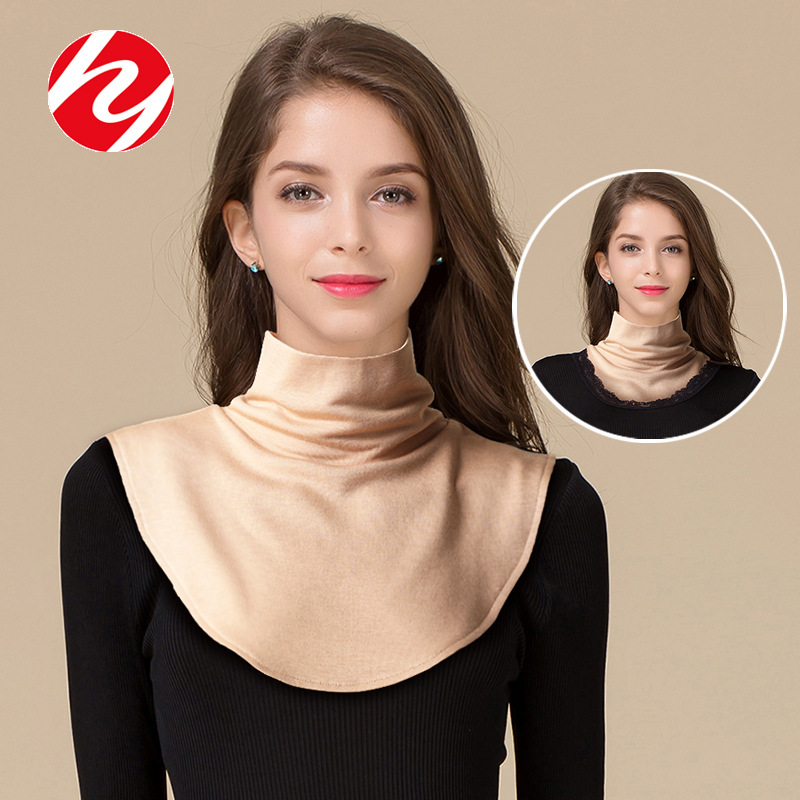 Huaye Autumn and Winter Silk Thickened High Collar Fake Collar Women's Decorative Collar Mulberry Silk Brushed Warm Cervical Neck Cover