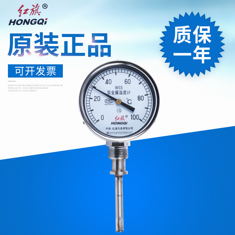 广东广州正品红旗双金属温度计 工业电子温度计 轴向电接点温度计