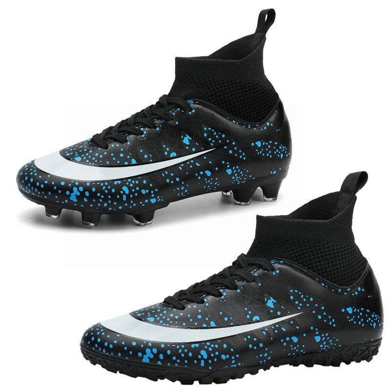 Transfronterizo nuevos zapatos de fútbol hombres y mujeres transpirables de color de Pato Mandarín alto-top largo y corto zapatos de fútbol de uñas hierba más tamaño zapatos de entrenamiento