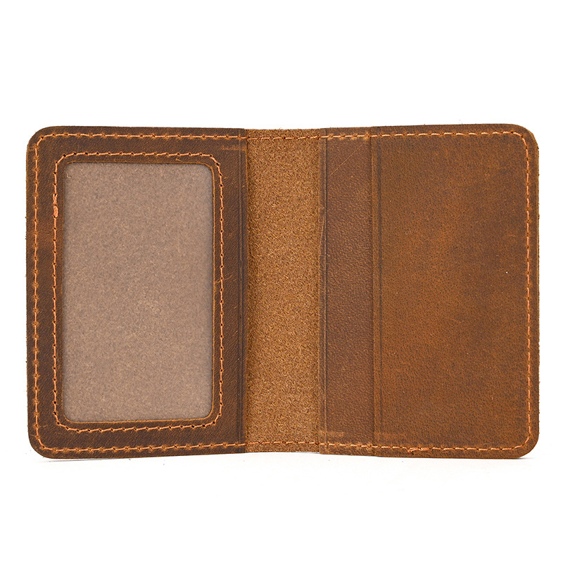 Ultra-Thin Genuine Leather Small Card Holder, Crazy Horse Leather Short Wallet, Amazon's Popular Retro Cowhide Wallet, Small Wallet, Id Holder