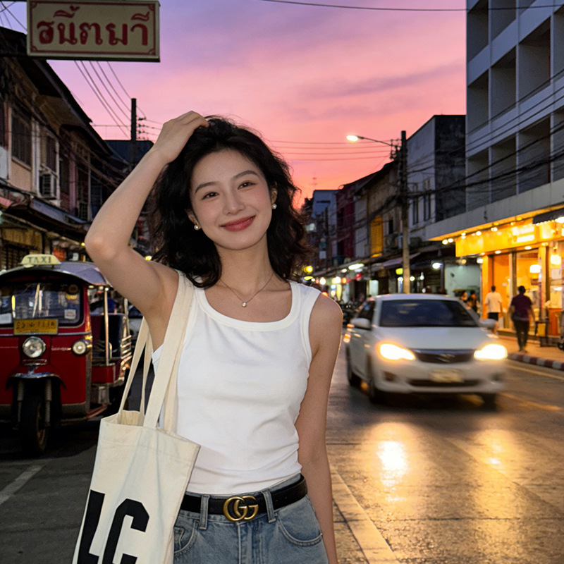 Wide Shoulder Strap Black U-Neck Vest for Women 2025 New Style Inner Wear and Outer Wear Summer Breast-Covering Bottoming Suspender Top for Women