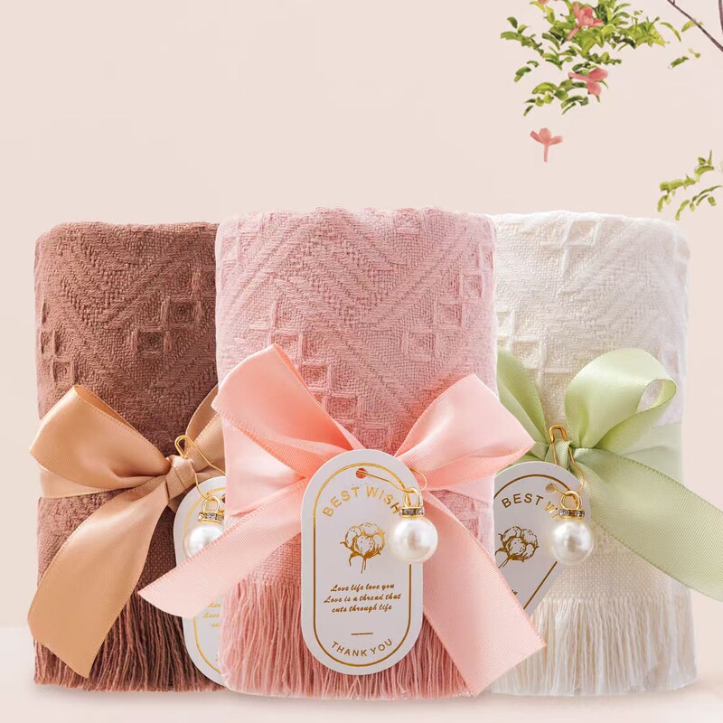 Factory Direct Sales Souvenir Towels 32 Strands Birthday Full Moon Engagement Return Gift Tassel Bridesmaid High-End Souvenir Towel