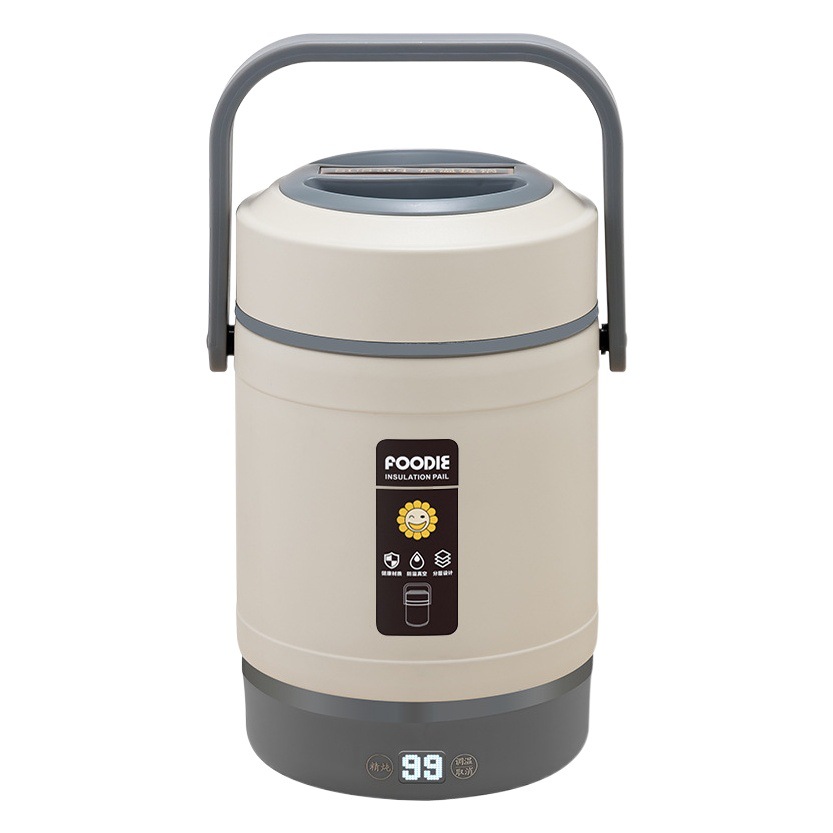 304 stainless steel large-capacity heating insulation rice bucket for work portable car plug-in braised baking bucket bento lifting pot