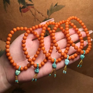 Natural Beeswax Bracelet with Turquoise and 925 Silver Accessories, Single-Circle Cultural Play Bracelet, Wholesale Jewelry