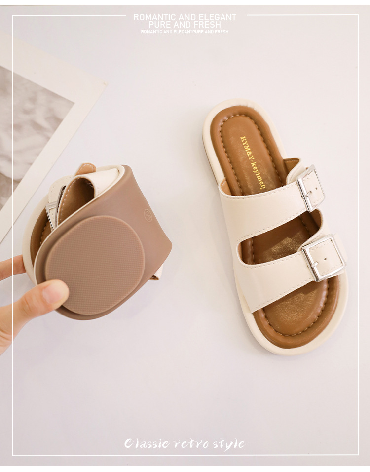 Comfortabel en elegant eenbenige woordgesp lente zomer nieuwe fabriek directe levering Taizhou mode zachte zolen sandalen pantoffels_voghion.com