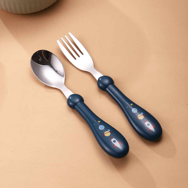 Round Handle Fork Spoon Royal Blue