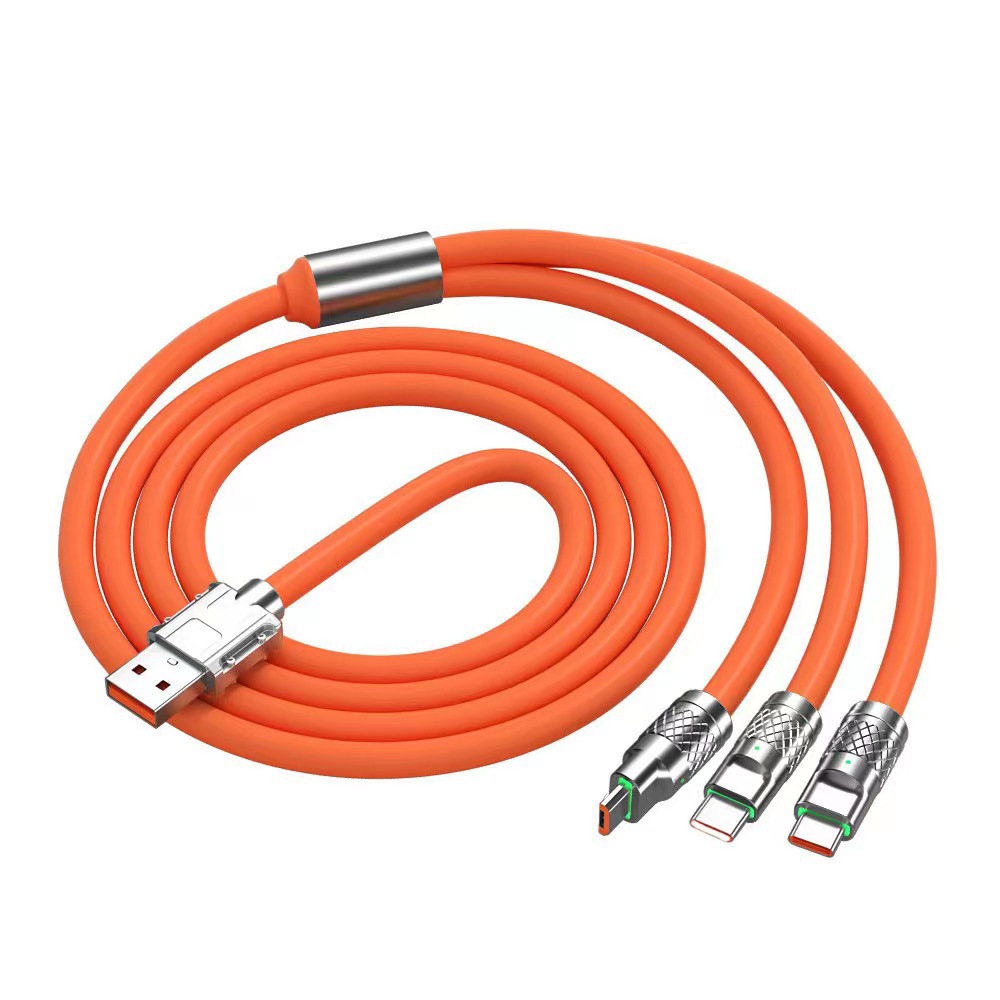120W de aleación de zinc uno-a-tres cable de datos super rápido cable de carga para Huawei Apple Android fábrica al por mayor