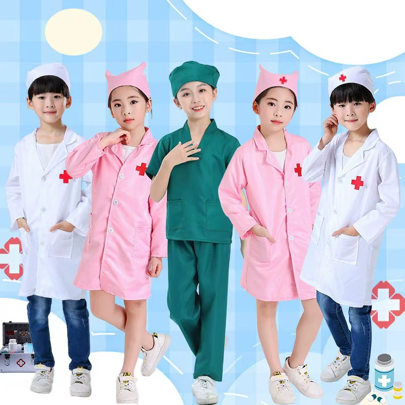 Детский медицинский костюм белый халат костюм медсестры хирургический костюм научный эксперимент ролевая игра профессиональный опыт костюм исполнения одежды