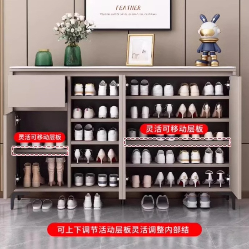 家庭用靴キャビネット、スレートカウンタートップ、廊下無垢材収納キャビネット、玄関靴キャビネット、床置き型モダンシンプルキャビネット|undefined