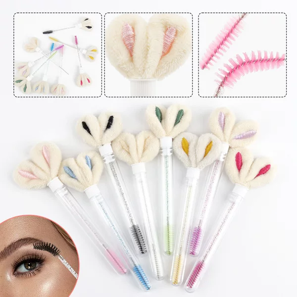 Wholesale Rabbit Ear Tube Eyelash Brush Independent Disposable Crystal Rod Eyelash Brush Eyebrow Brush Eyelash Makeup Brush