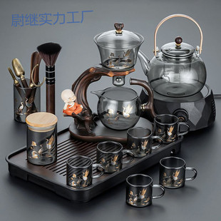 Yp Home High-End Lazy Magnetic Tea Pot Kung Fu Tea Cup Office Reception Light Luxury Glass Automatic Tea Set