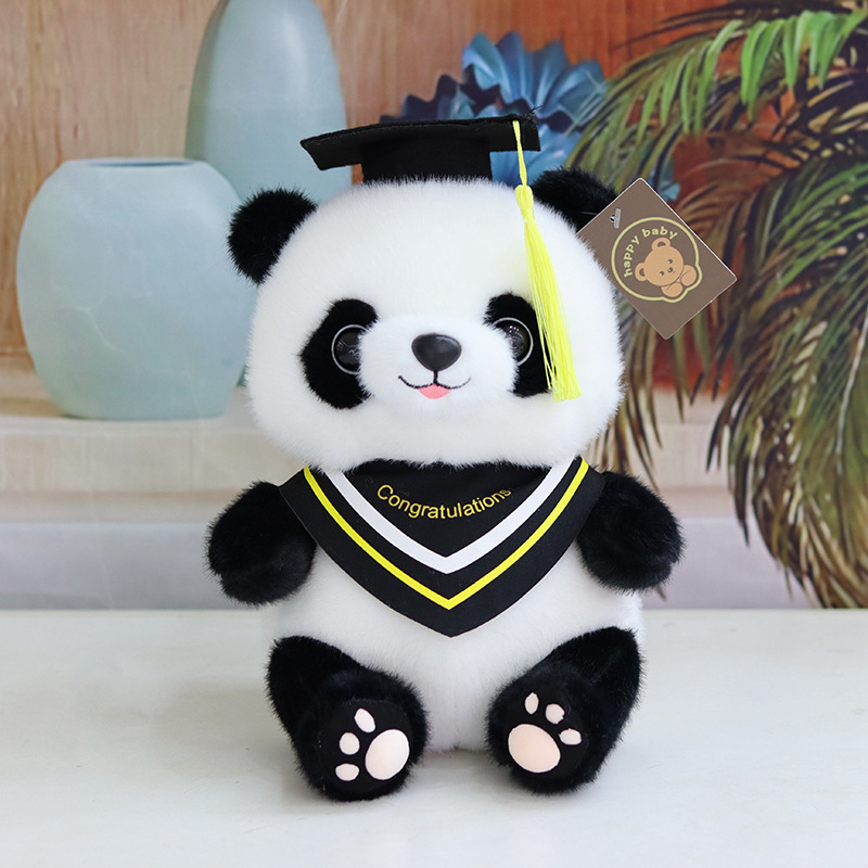 Nuevo regalo de graduación Dr. Panda Doll Peluche Panda Doll Peluche Panda Doll Boutique Agarrador Puede agregar LOGO
