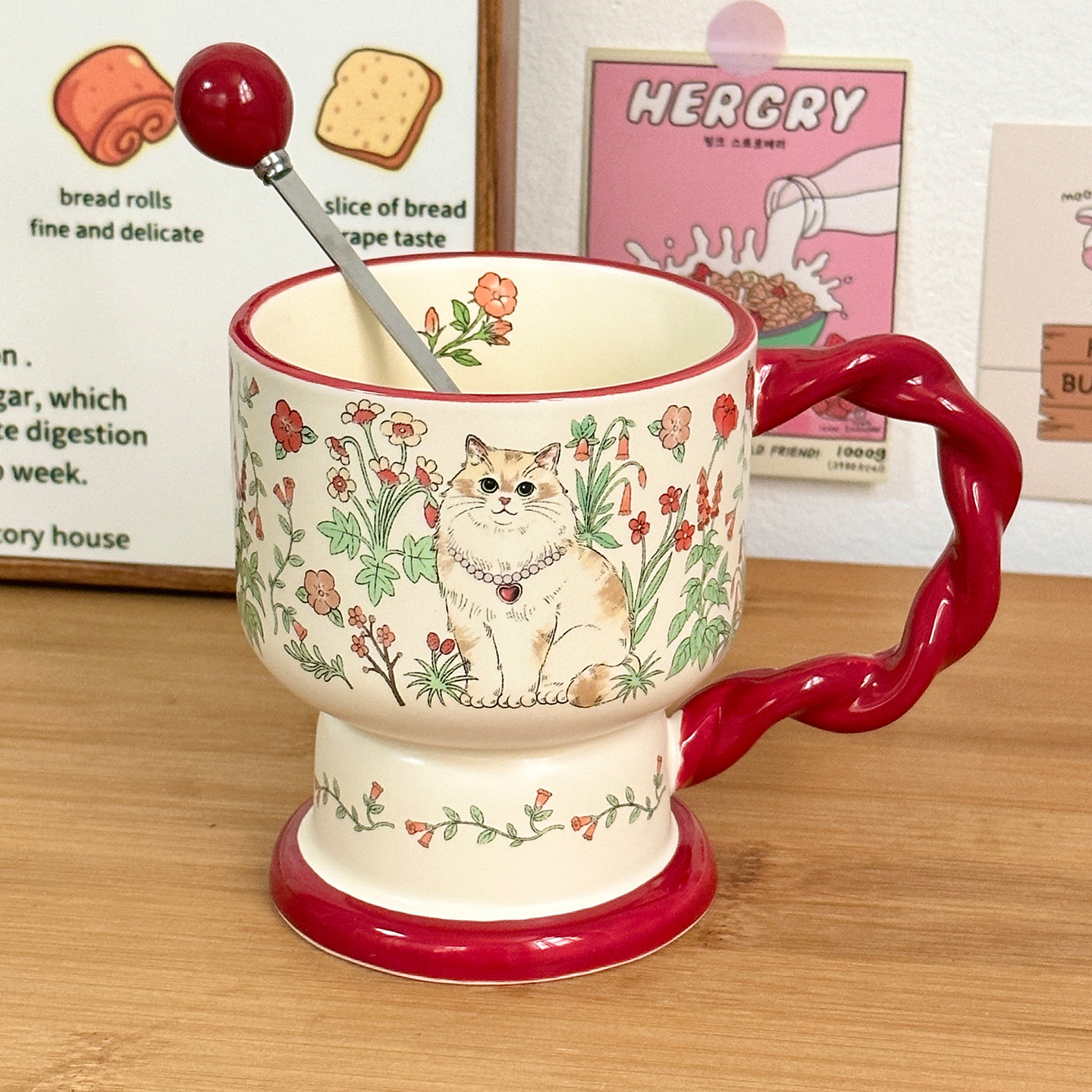 Tazas de cerámica con cucharas lindas copas de regalo de cumpleaños tazas de agua para niñas tazas de café de pareja de alto valor