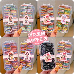 子供の髪のひもの女の子の親指のカラーのプリントの高弾力は髪の小さい皮の筋の女の子を傷つけません。