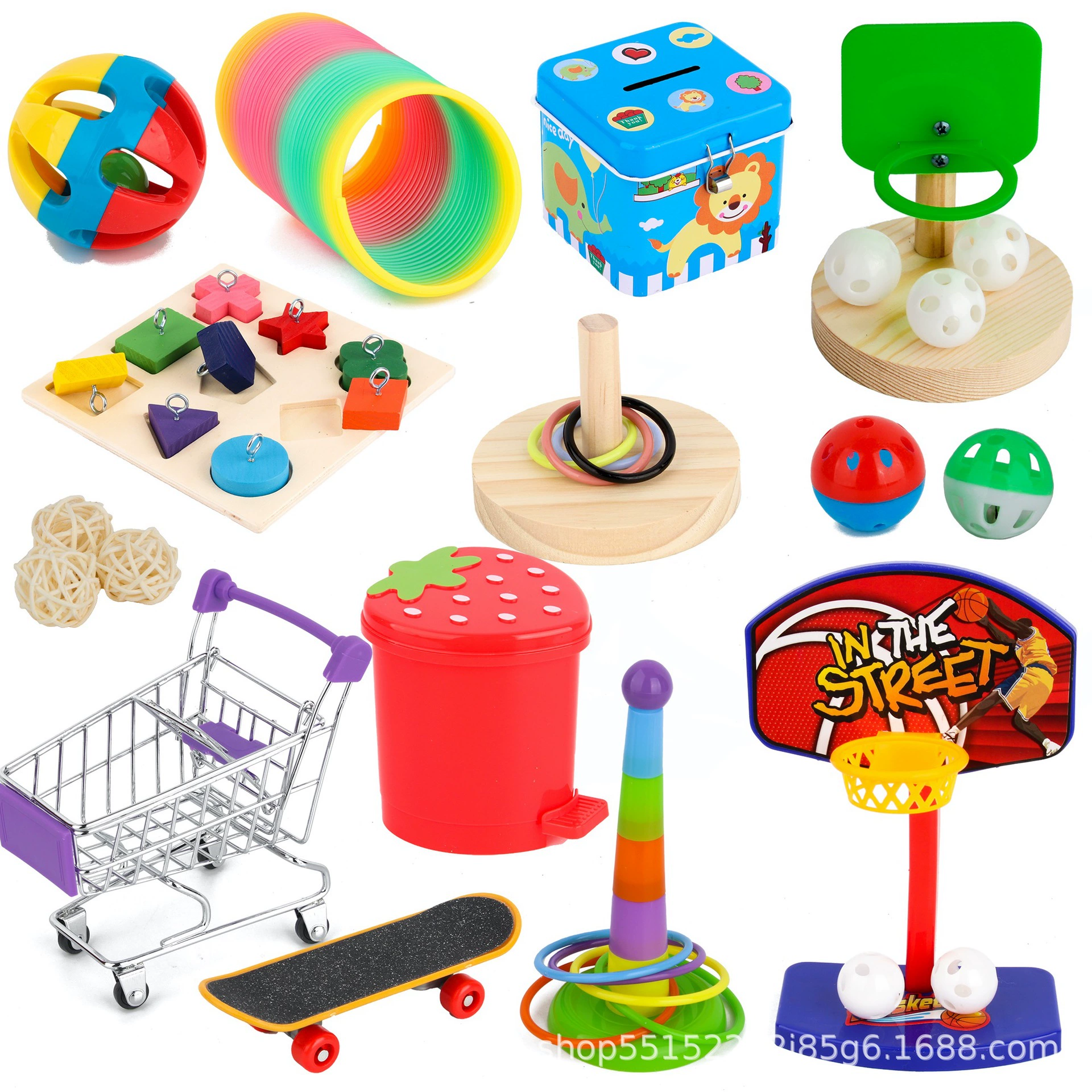 Трансграничный Новый игрушечный костюм для попугая Скейтборд Тележка Мяч Обучающая тренировка Игрушка для птиц Принадлежности Набор из 15 предметов