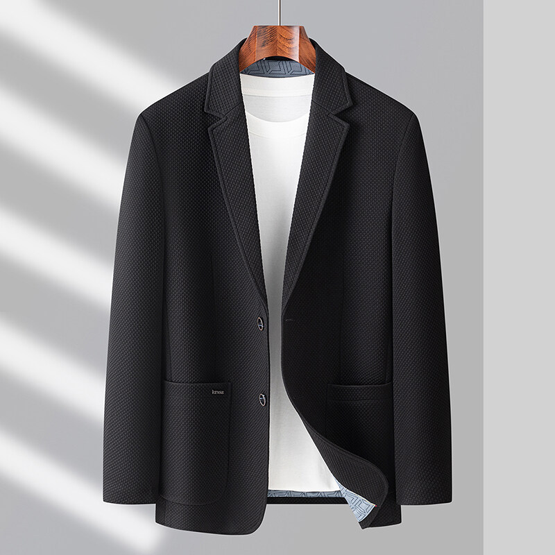 남자 Houndstooth 세트 2025 봄 새로운 남성 중년 비즈니스 캐주얼 간단한 편안한 면화 세트