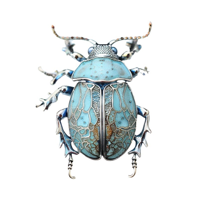 Spilla scarabeo blu in stile corte europea, spilla insetto dal design personalizzato_voghion.com