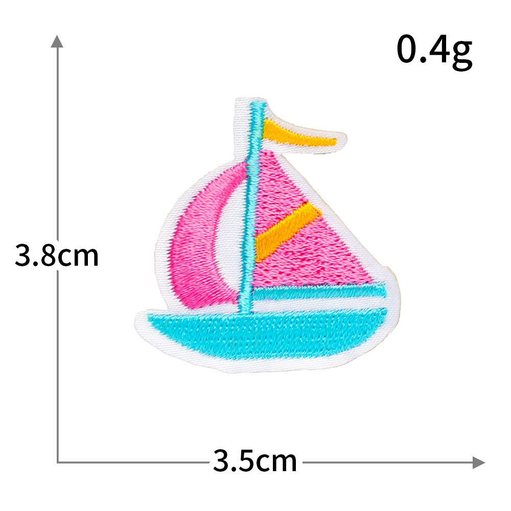 Bordado por computadora de tamaño pequeño, abeja, mariposa, pez, velero, bordado, pegatinas de tela, ropa sin costura, parches rotos, accesorios de ropa