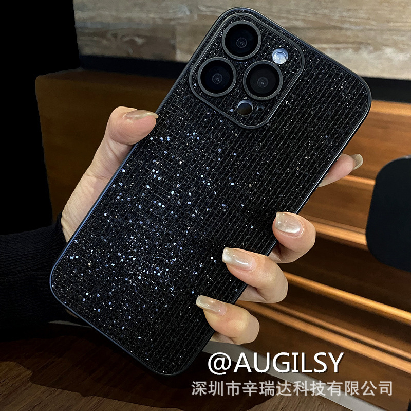适用iphone16ProMax闪钻侧边贴钻PC手机壳自带镜头膜苹果15保护套|undefined
