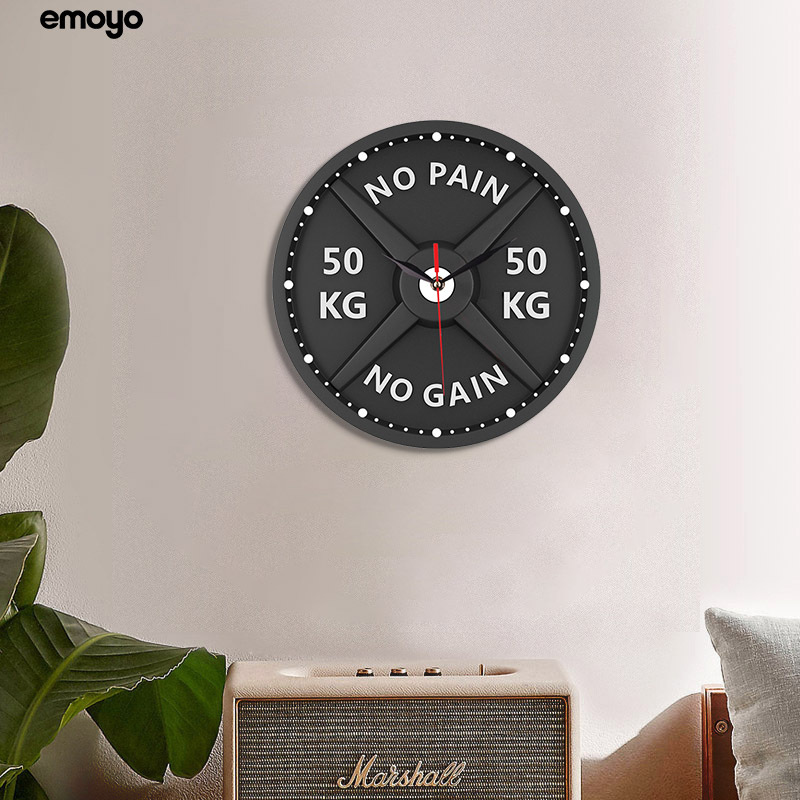 Creativo reloj personalizado gimnasio Barbell estilo industrial reloj decorativo creativo bar salón hogar mudo Reloj de pared